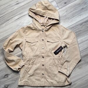 Tan Hooded Jacket with Heart Pockets